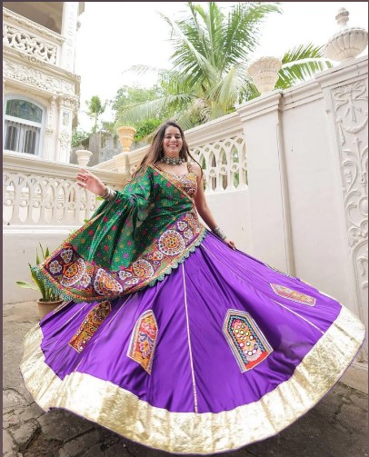 Muslin Mirror Work Lehenga Choli